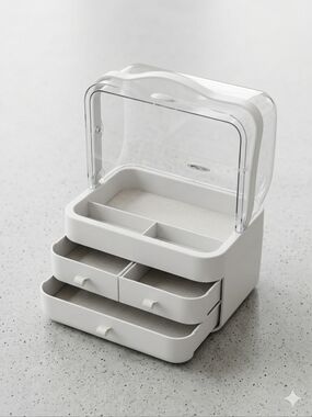White Cosmetic Organizer with Clear Lid